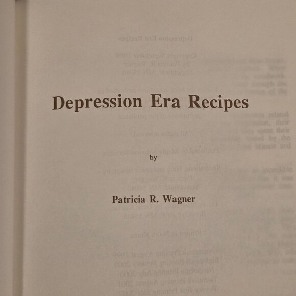 Depression Era Recipes Patricia Wagner Hardcover Cookbook 1989 Vintage - Picture 3 of 10